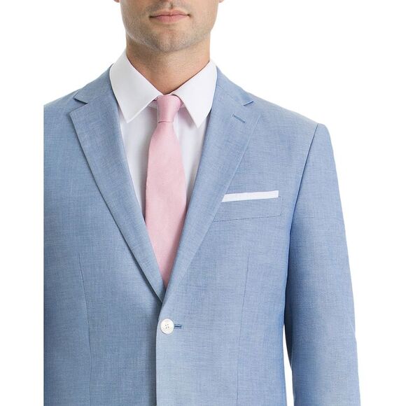Lauren Ralph Lauren Mens Classic-Fit Cotton Chambray Sport Coat 38 Short Blue